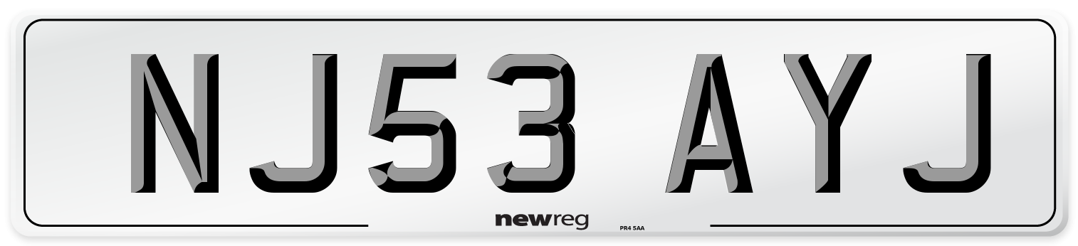 NJ53 AYJ Number Plate from New Reg